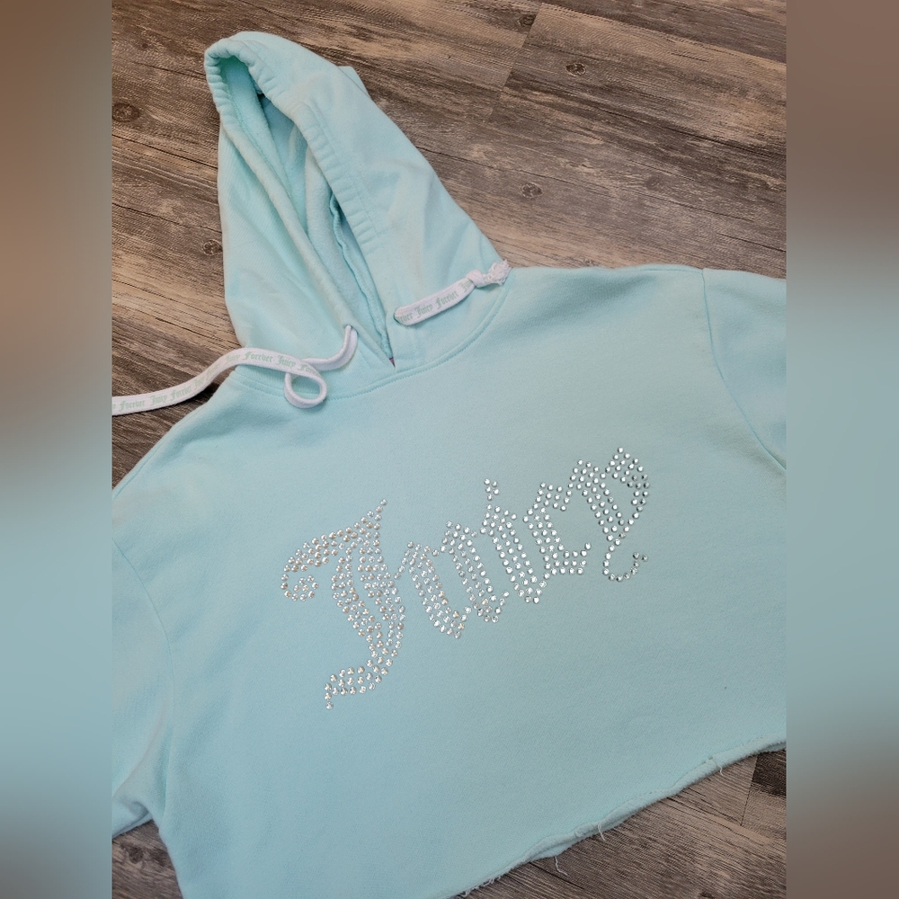 Teal Juicy Coture x Forever 21 Crop Hoodie